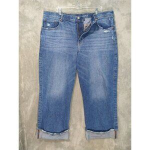 American Eagle Jeans Women 18 Blue Denim Stovepipe High Rise Stretch Distressed